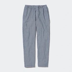 Striped Uniqlo Cotton Relaxed Ankle Pants
